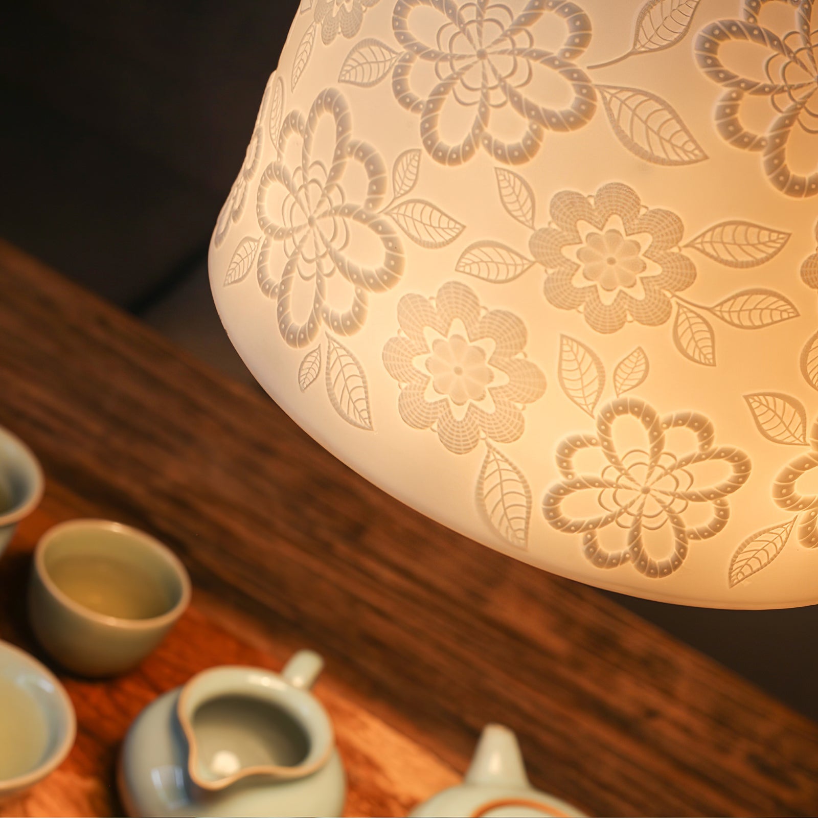 Corals Pendant Lamp Floral-Embossed Ceramic - Letslighting