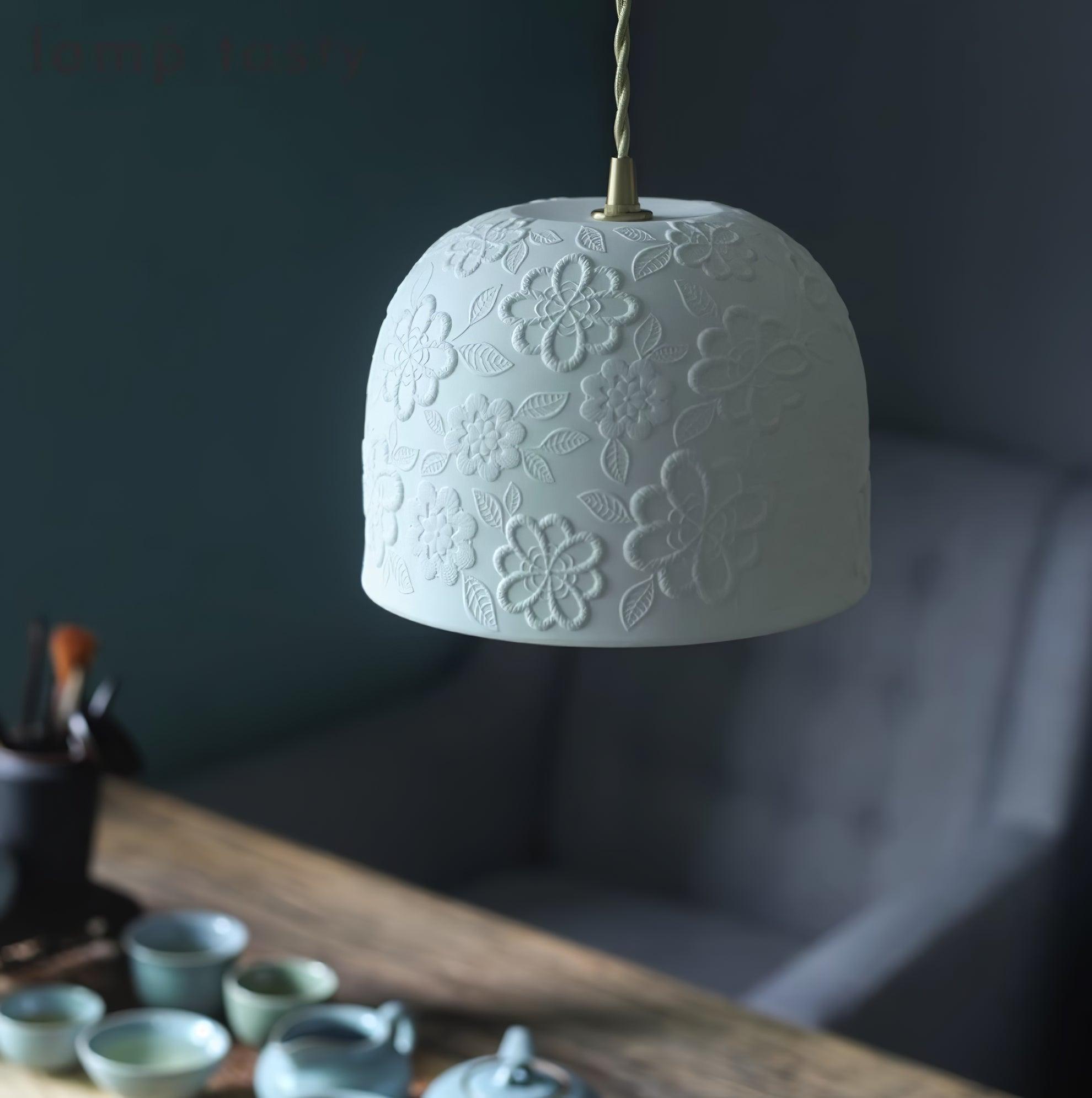 Corals Pendant Lamp Floral-Embossed Ceramic - Letslighting