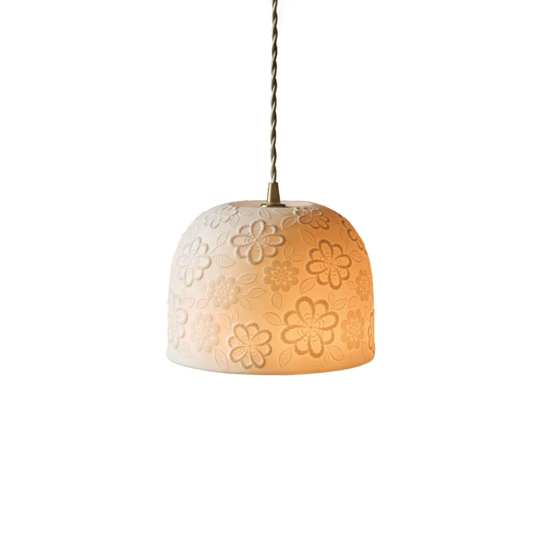 Corals Pendant Lamp Floral-Embossed Ceramic - Letslighting