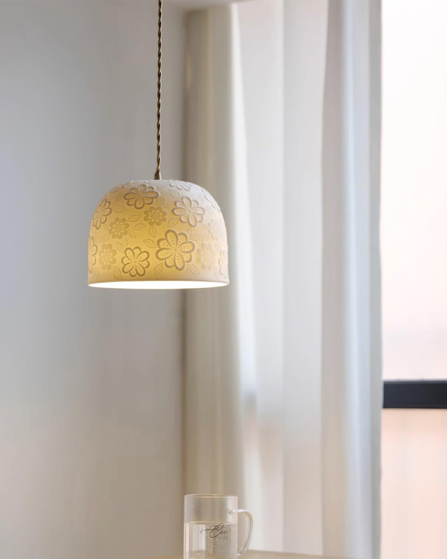 Corals Pendant Lamp Floral-Embossed Ceramic - Letslighting