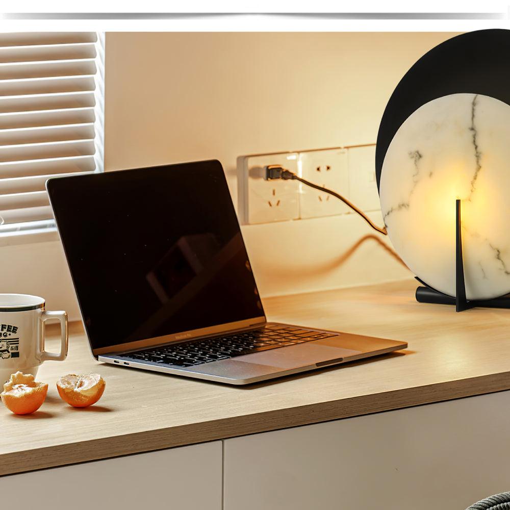Zorinisra Half Moon Alabaster Table Lamp - Letslighting