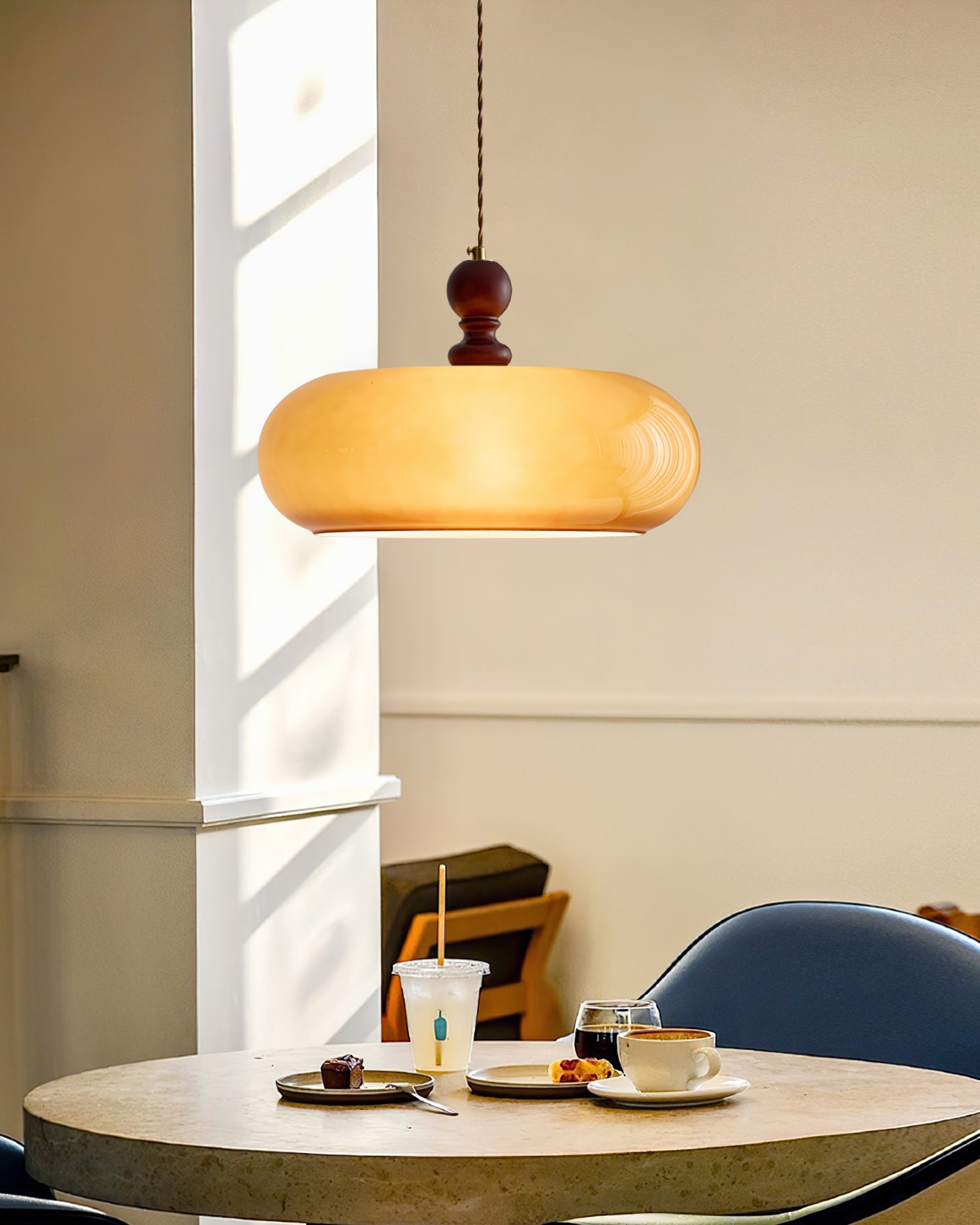 Eldom Amber Glass Shade Pendant Light - Letslighting