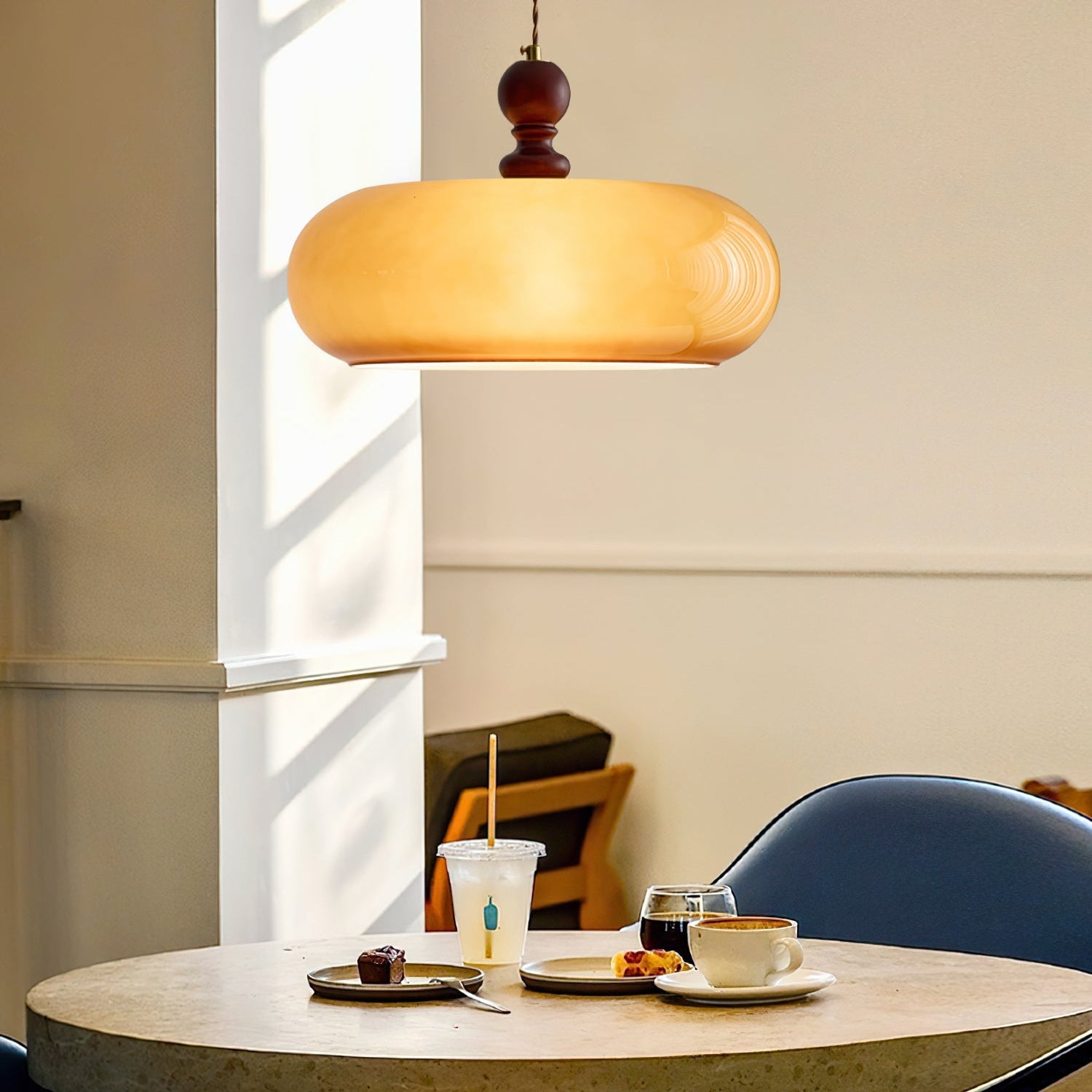 Eldom Amber Glass Shade Pendant Light - Letslighting