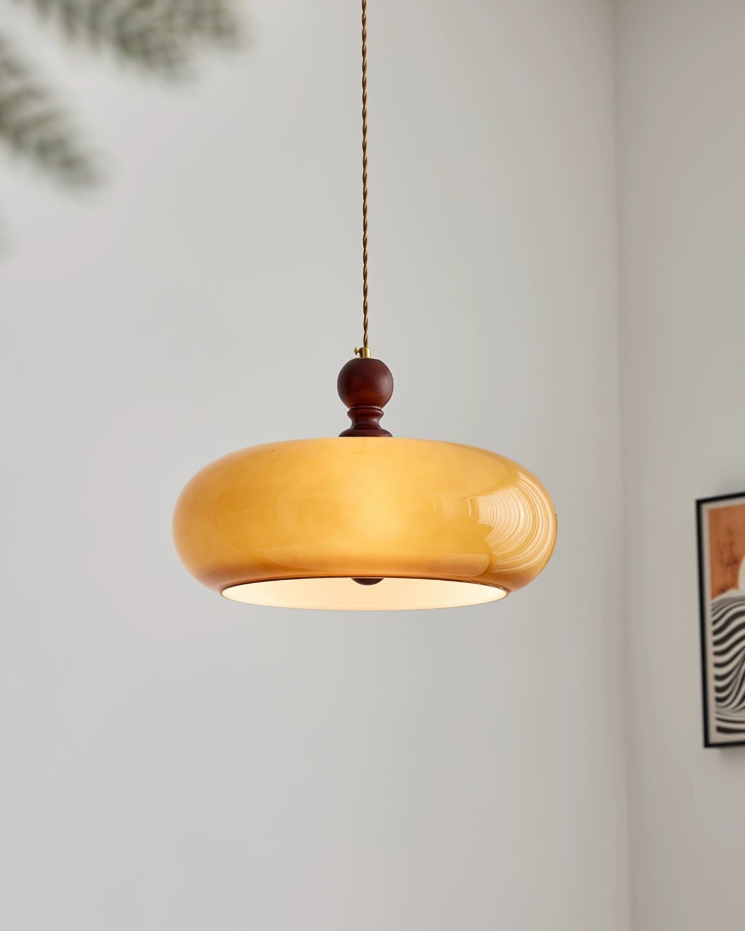 Eldom Amber Glass Shade Pendant Light - Letslighting