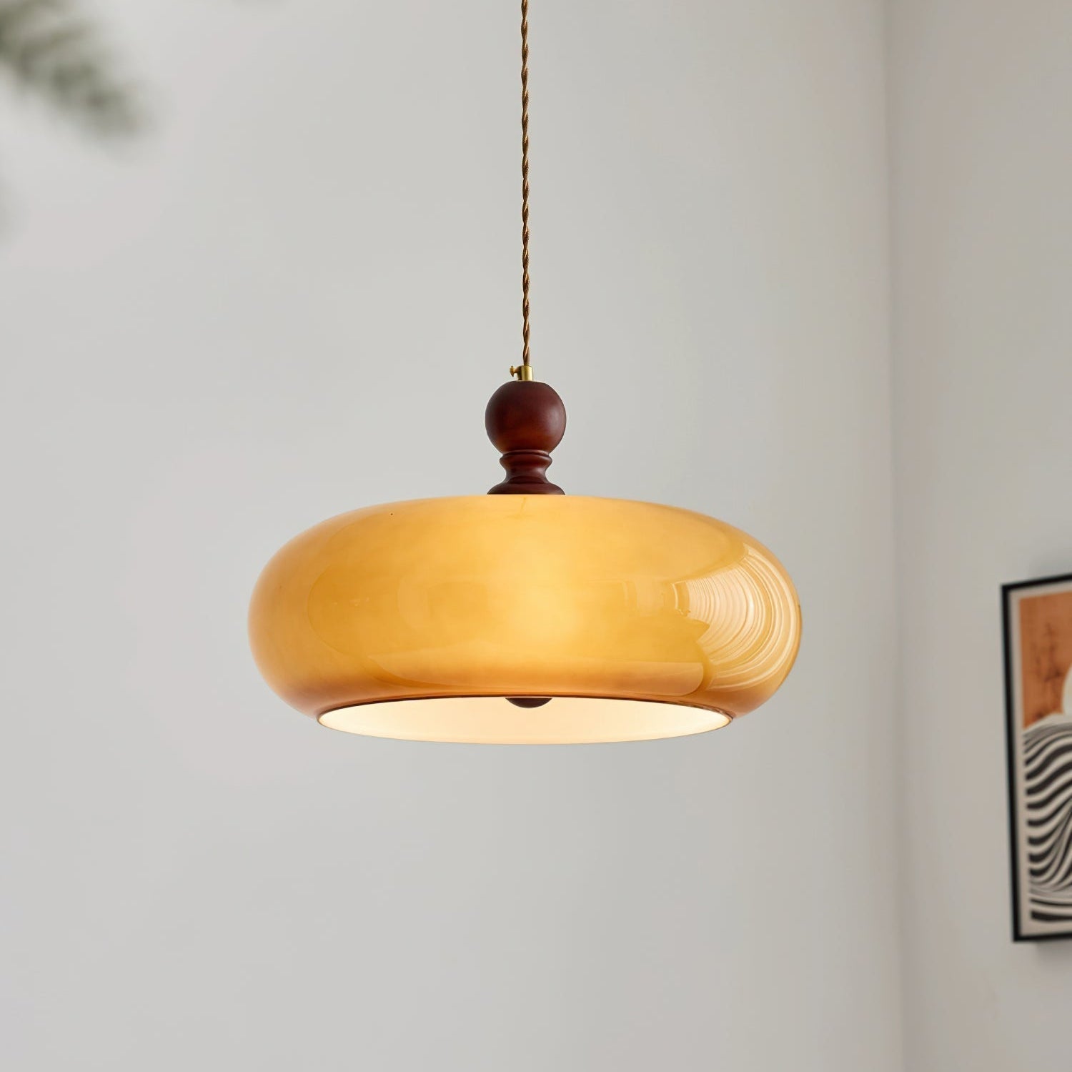 Eldom Amber Glass Shade Pendant Light - Letslighting