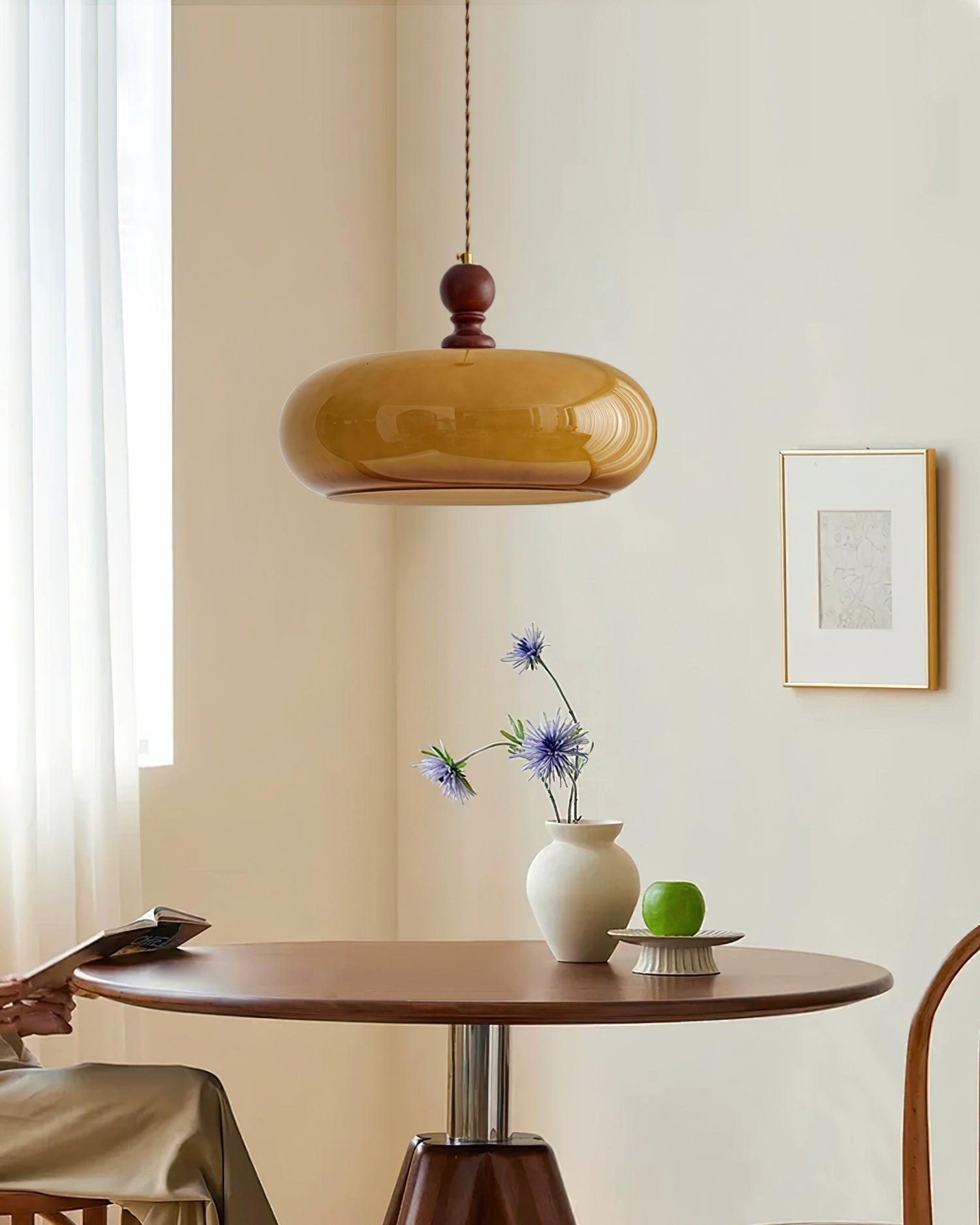 Eldom Amber Glass Shade Pendant Light - Letslighting