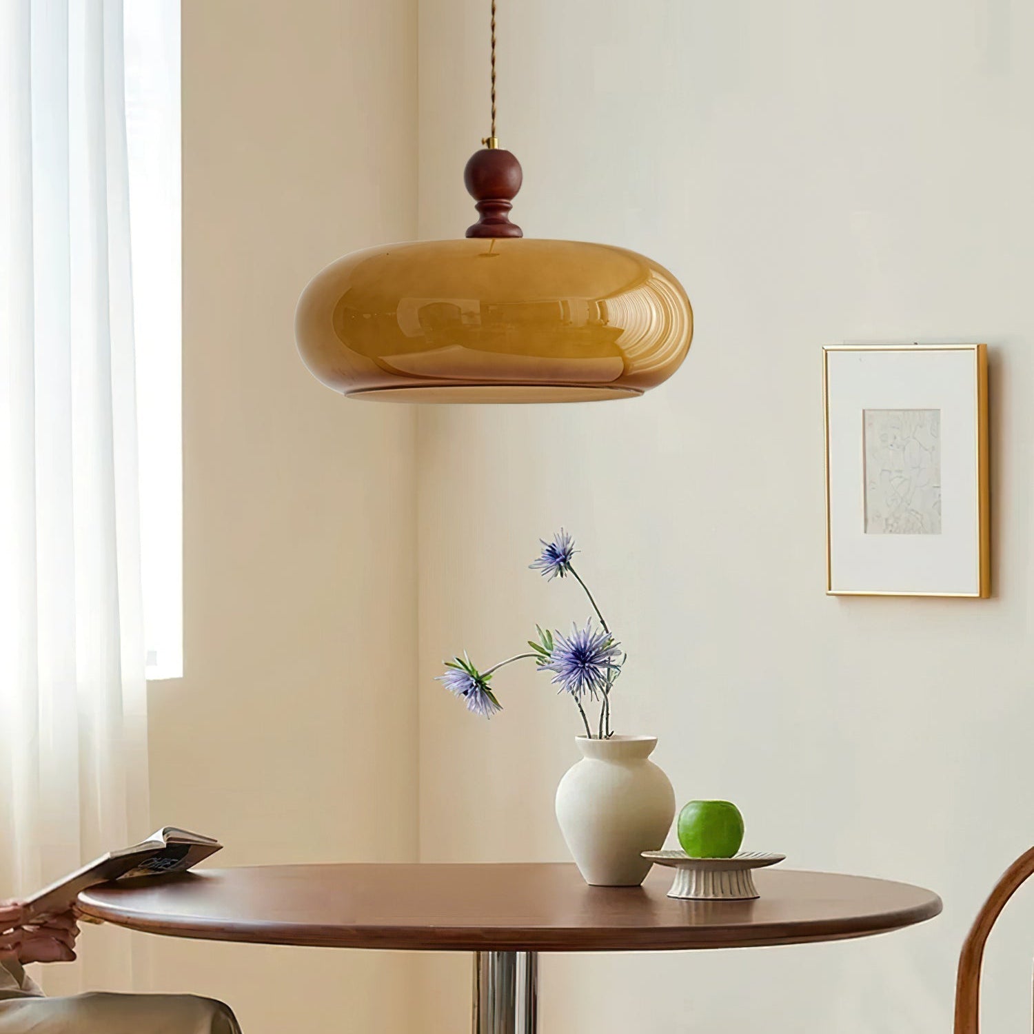 Eldom Amber Glass Shade Pendant Light - Letslighting