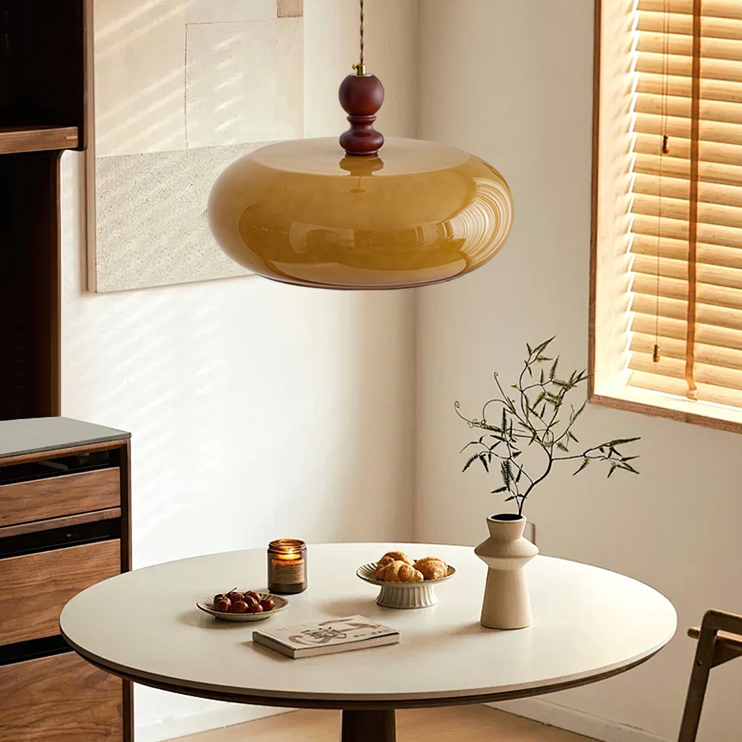Eldom Amber Glass Shade Pendant Light - Letslighting