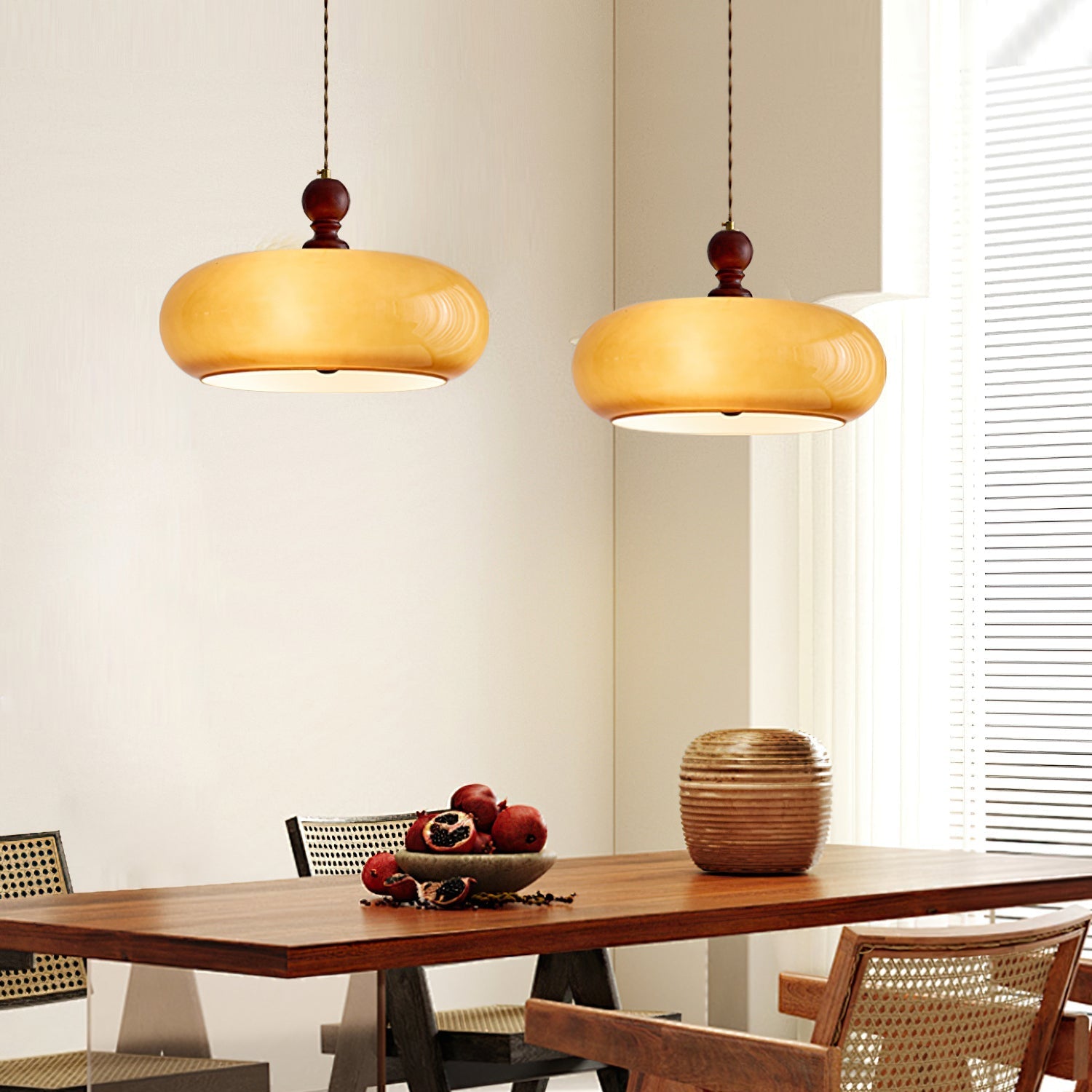 Eldom Amber Glass Shade Pendant Light - Letslighting