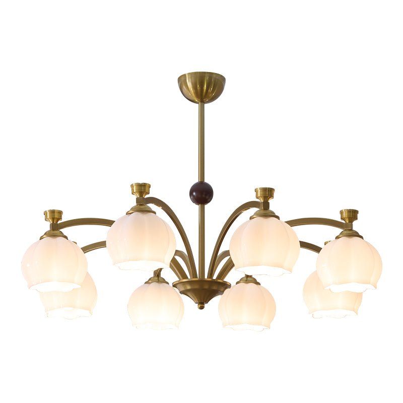Alshaarae Traditional Premium Arc Wood Glass Chandelier - Letslighting