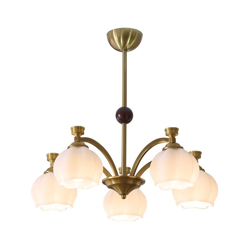 Alshaarae Traditional Premium Arc Wood Glass Chandelier - Letslighting
