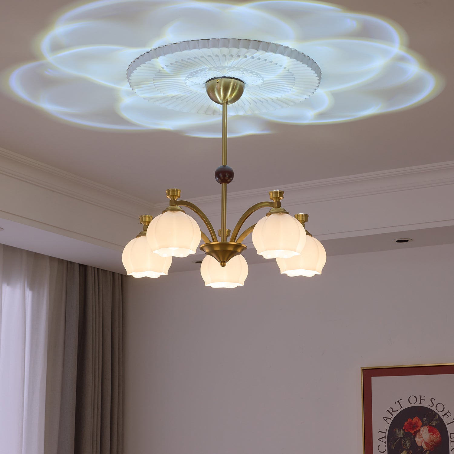 Alshaarae Traditional Premium Arc Wood Glass Chandelier - Letslighting