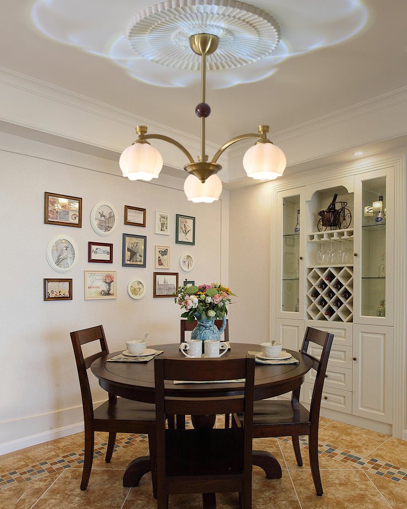 Alshaarae Traditional Premium Arc Wood Glass Chandelier - Letslighting