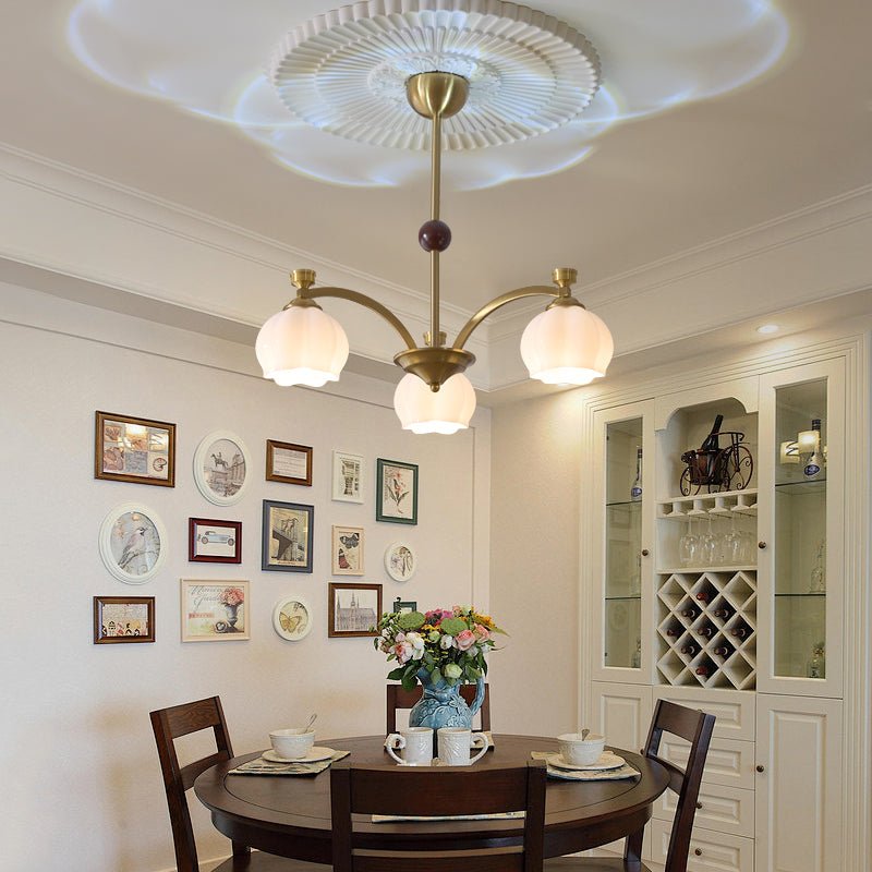 Alshaarae Traditional Premium Arc Wood Glass Chandelier - Letslighting