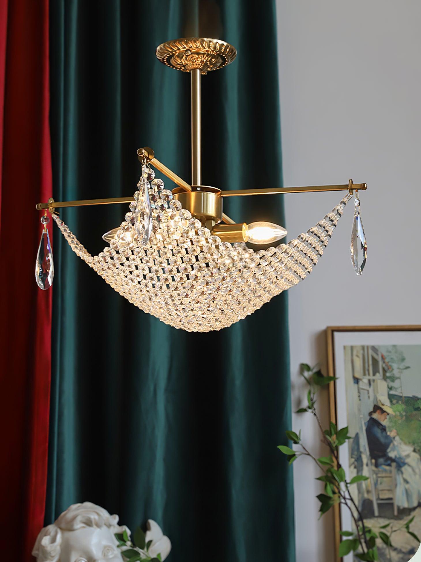Lustra Chandelier with Crystal Strands and Crystal - Letslighting