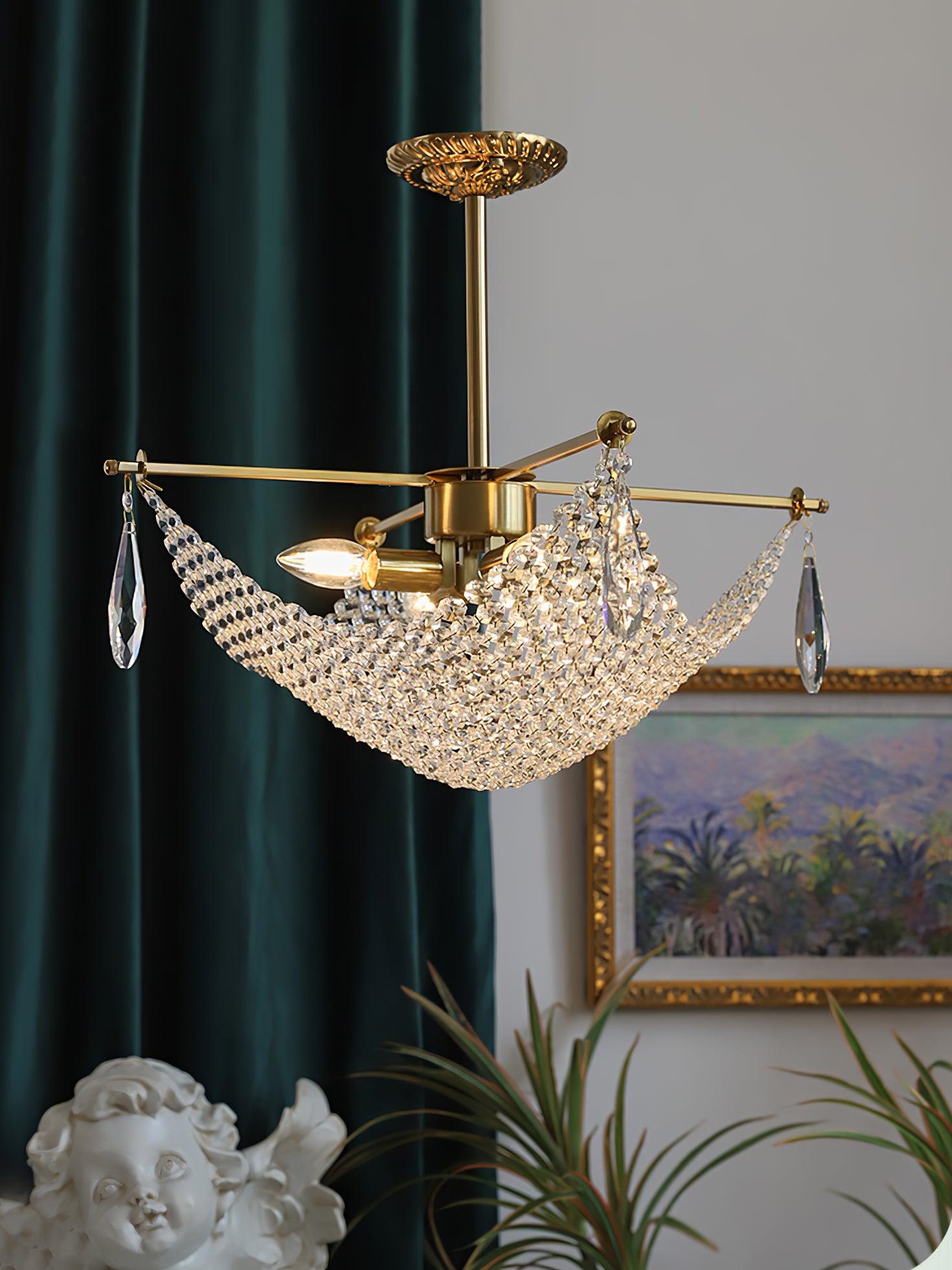 Lustra Chandelier with Crystal Strands and Crystal - Letslighting