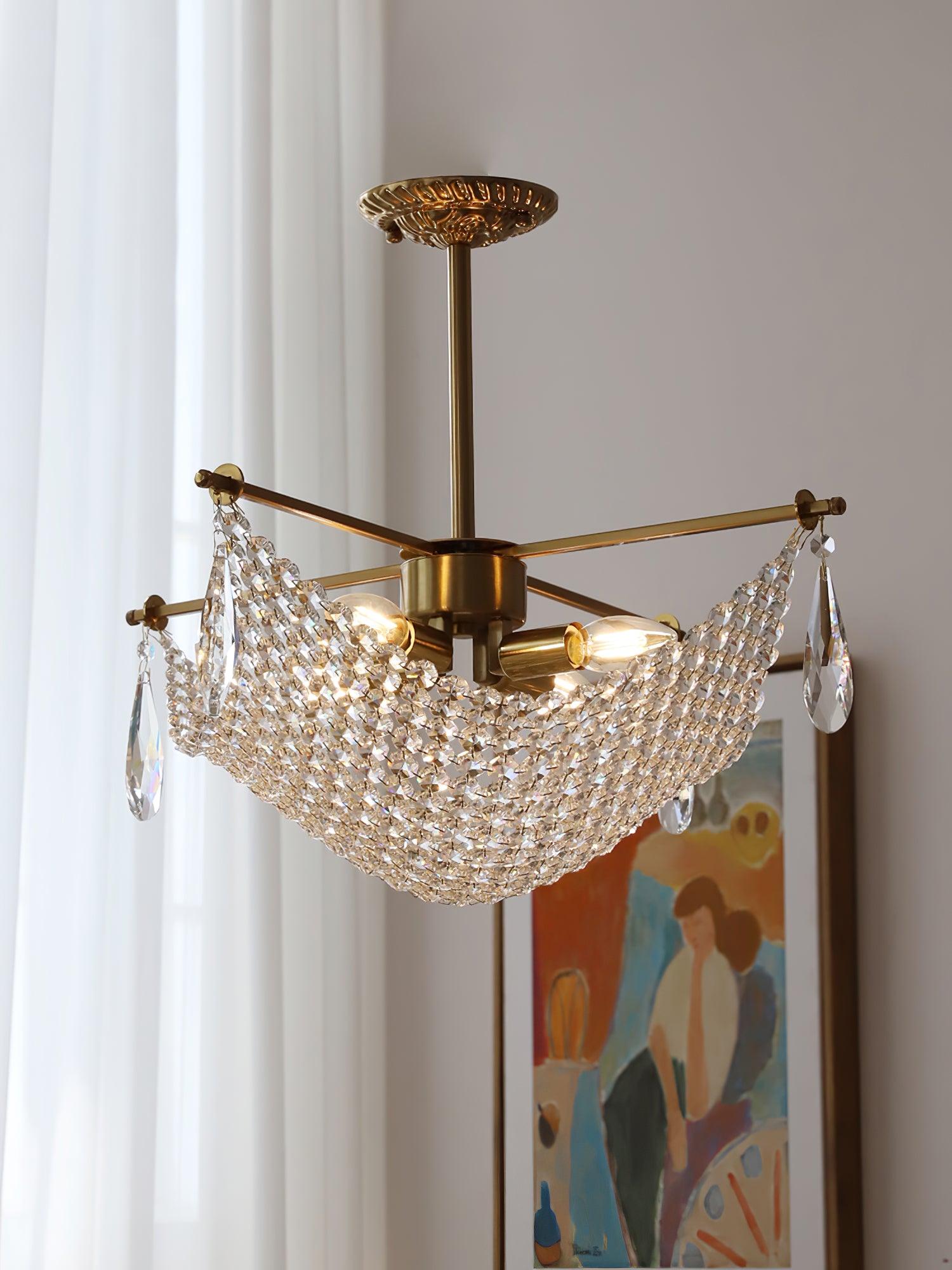 Lustra Chandelier with Crystal Strands and Crystal - Letslighting