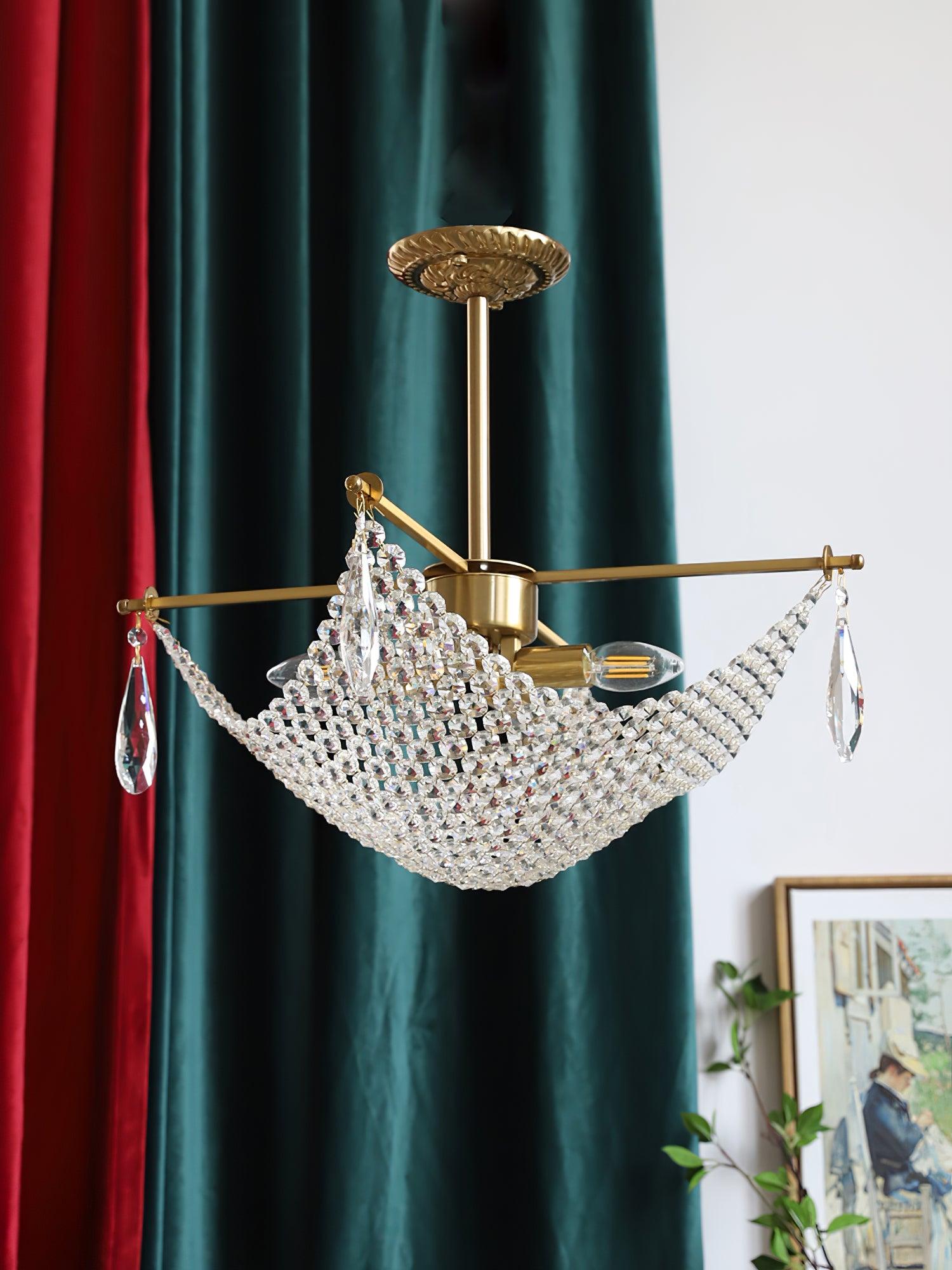 Lustra Chandelier with Crystal Strands and Crystal - Letslighting
