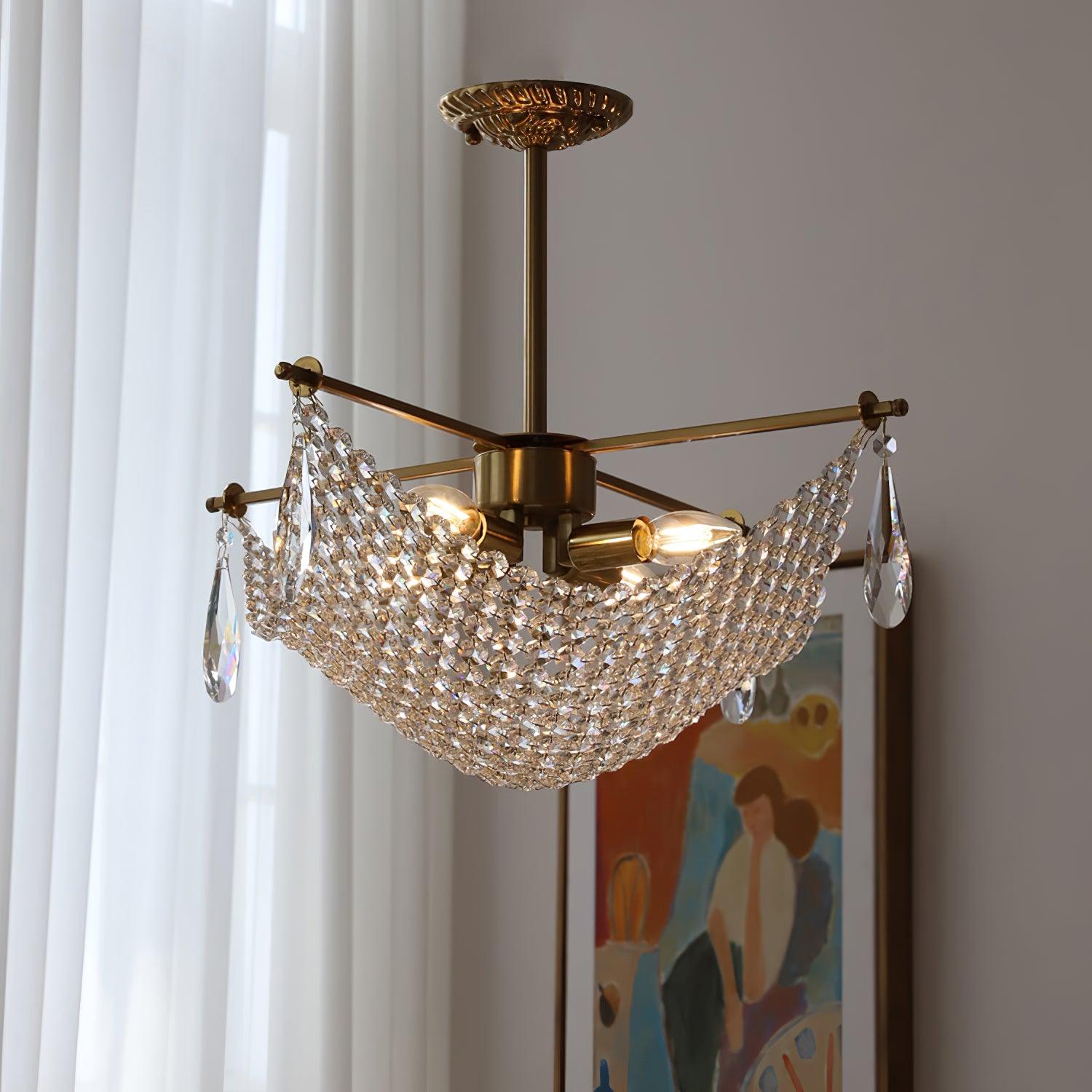 Lustra Chandelier with Crystal Strands and Crystal - Letslighting
