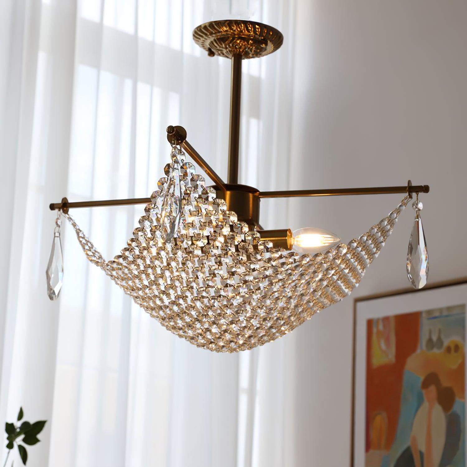 Lustra Chandelier with Crystal Strands and Crystal - Letslighting