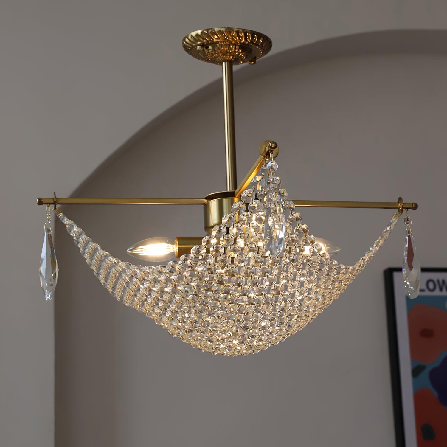 Lustra Chandelier with Crystal Strands and Crystal - Letslighting