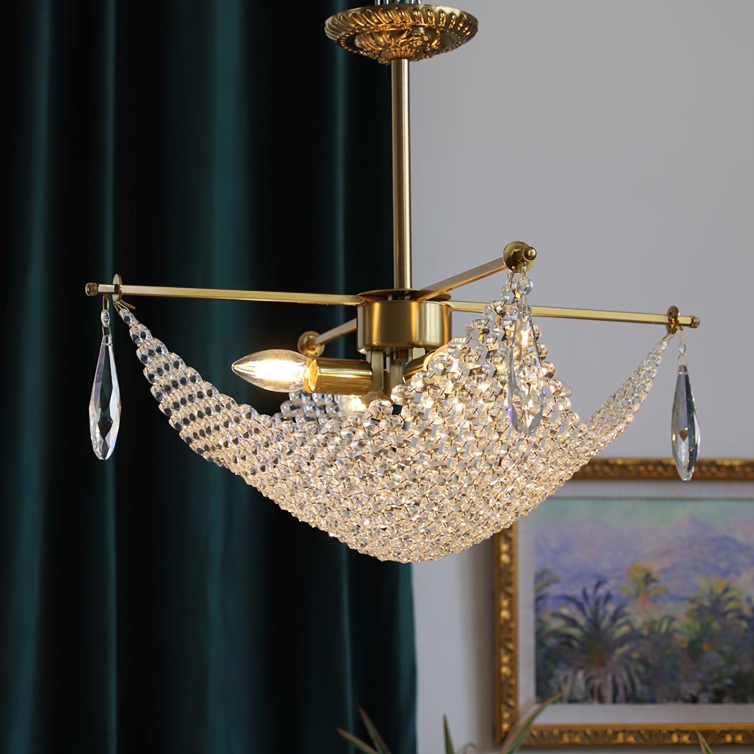 Lustra Chandelier with Crystal Strands and Crystal - Letslighting
