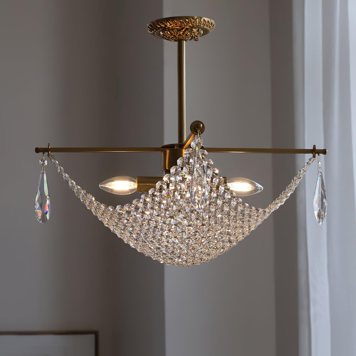 Lustra Chandelier with Crystal Strands and Crystal - Letslighting
