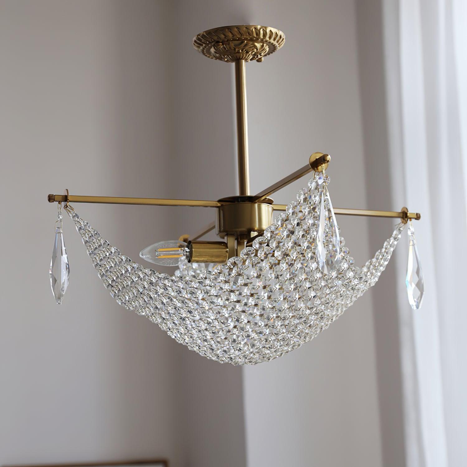Lustra Chandelier with Crystal Strands and Crystal - Letslighting