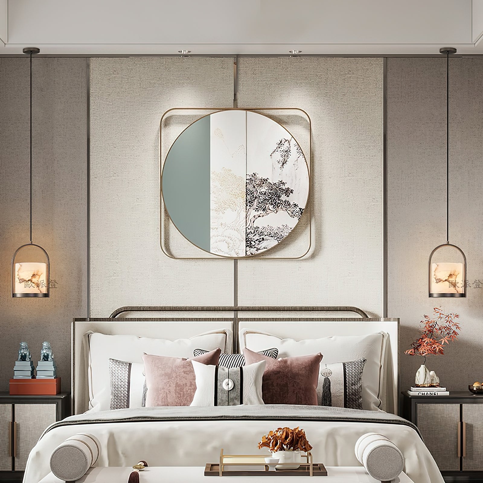 Jewel Modern Minimalist Brass Alabaster Pendant Light - Letslighting