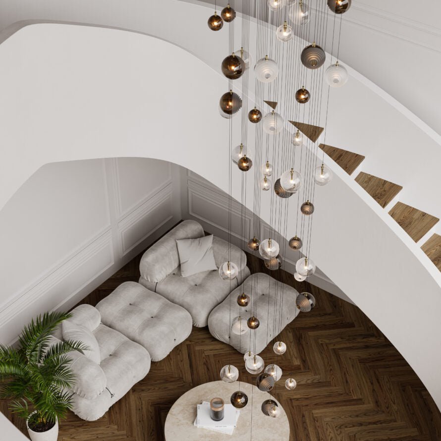 Cascade Modern Metal & Glass Chandelier