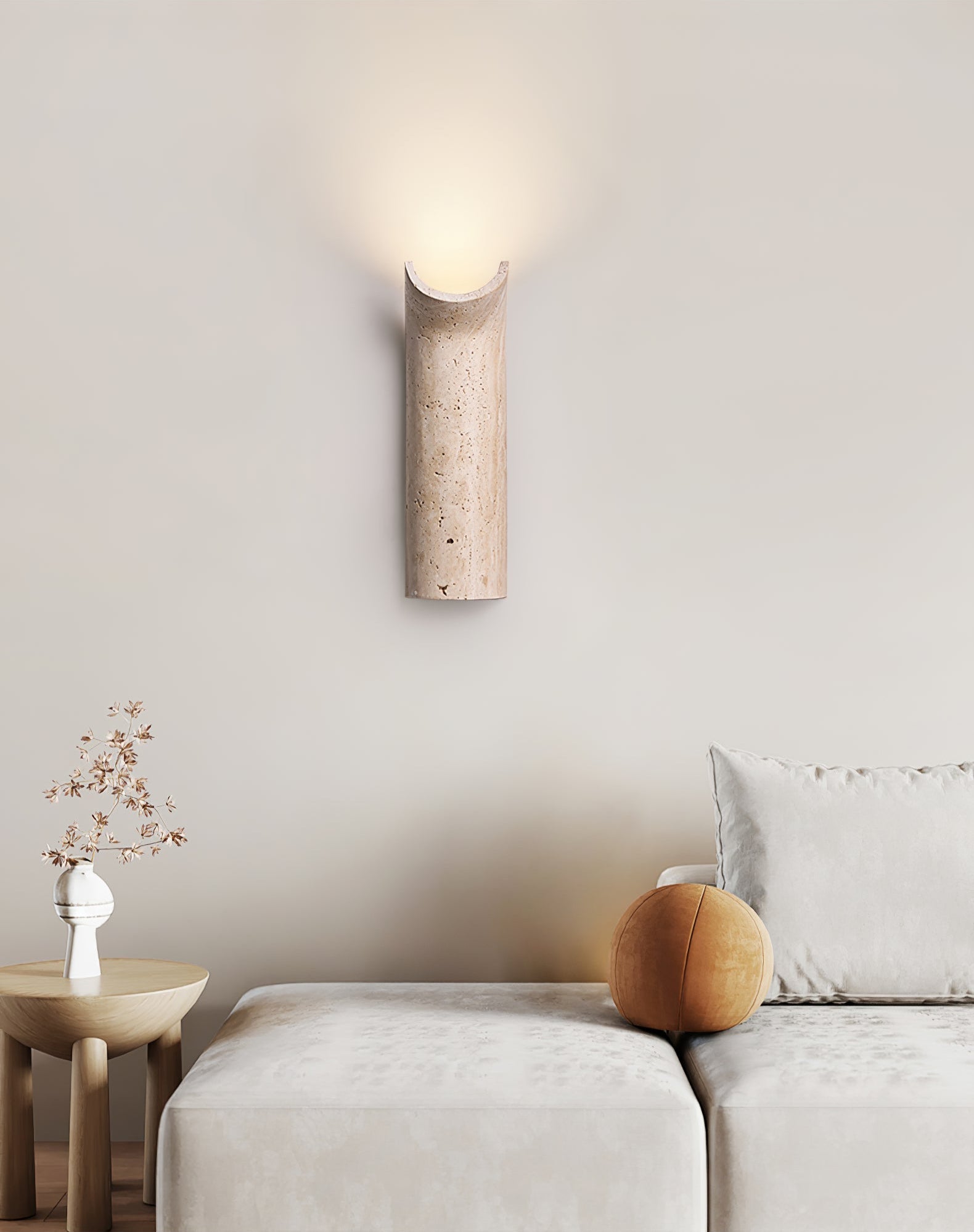 Lycoris Travertine Tapered Wall Light