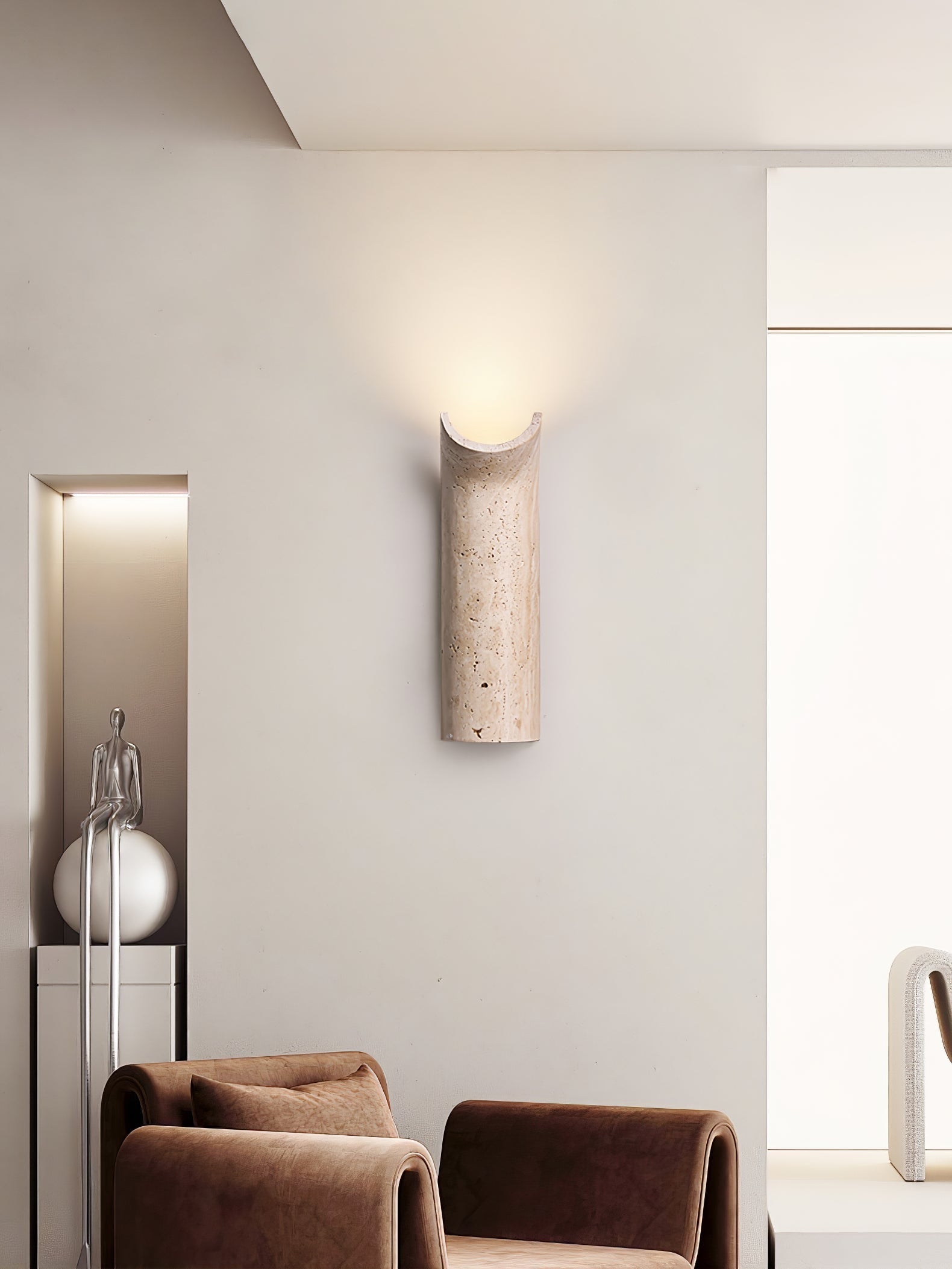 Lycoris Travertine Tapered Wall Light