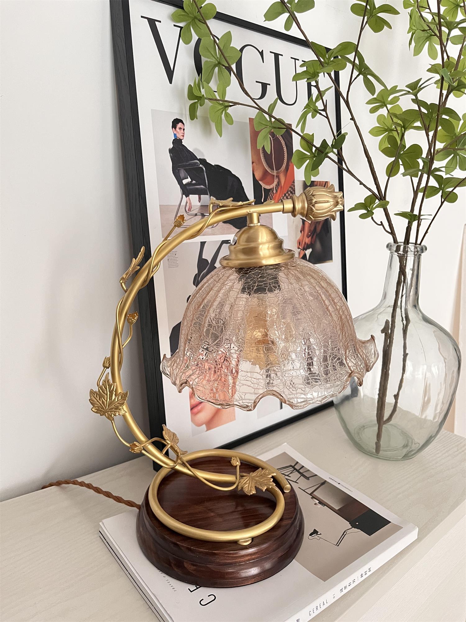 Flarce Brass Wood Table Lamp - Letslighting