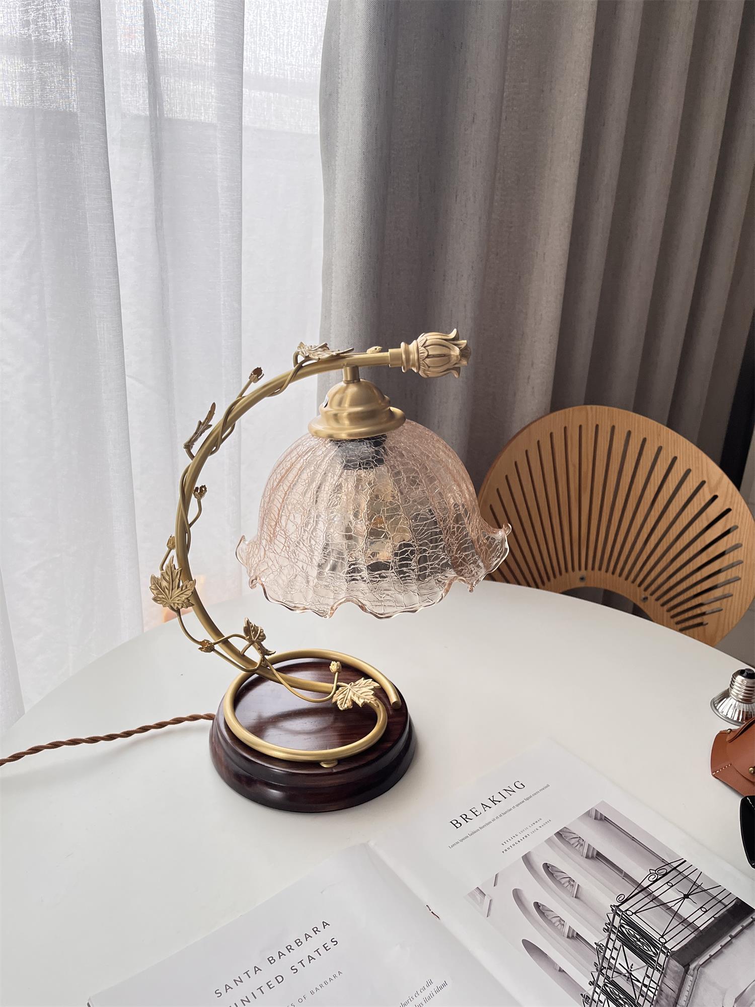 Flarce Brass Wood Table Lamp - Letslighting