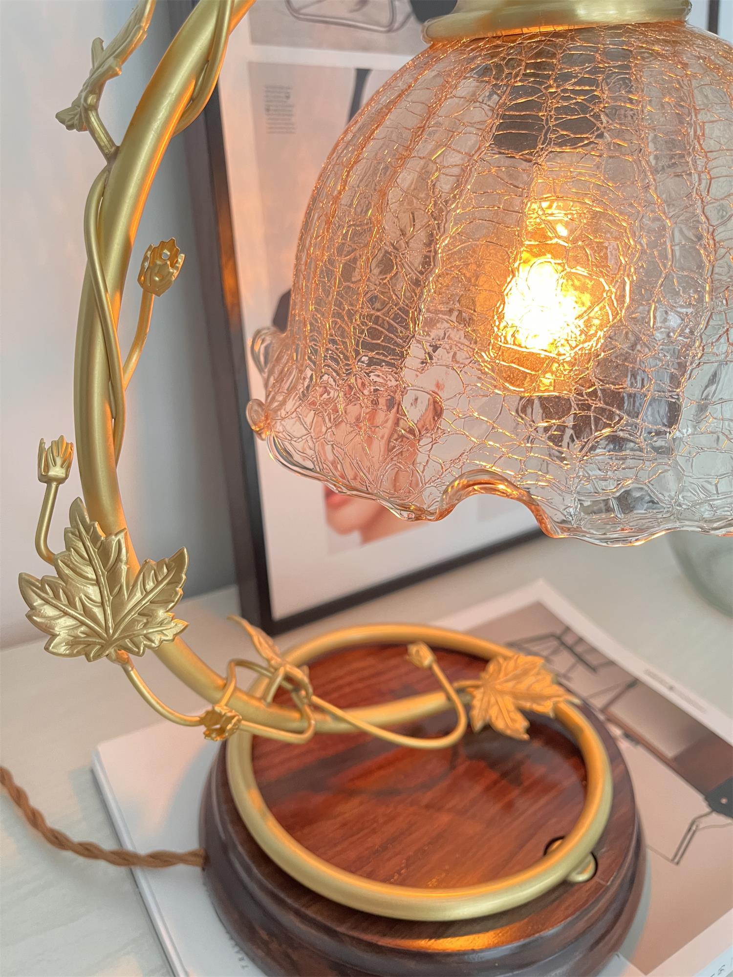 Flarce Brass Wood Table Lamp - Letslighting