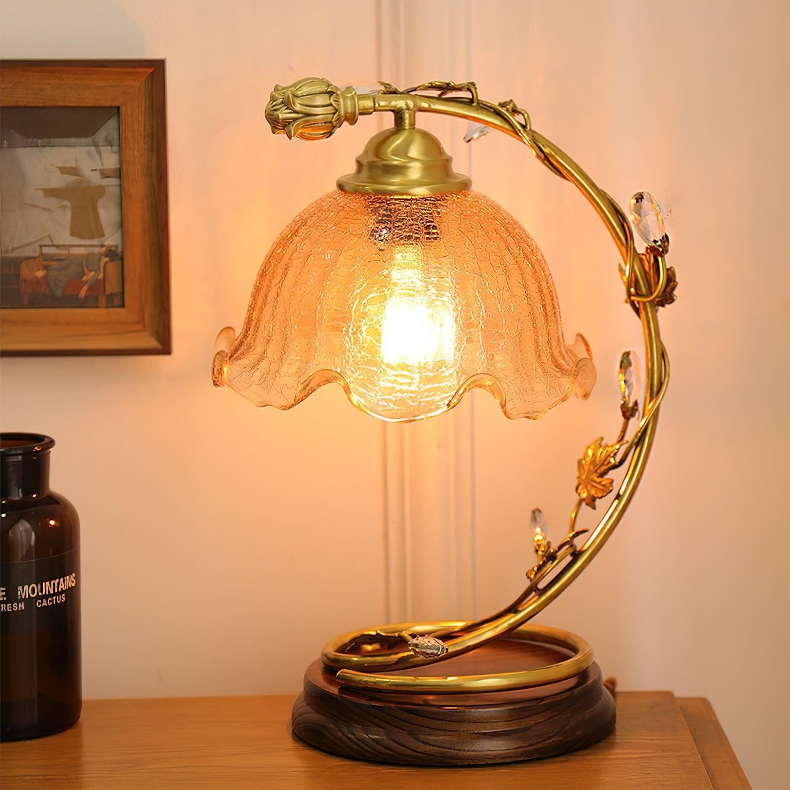 Flarce Brass Wood Table Lamp - Letslighting