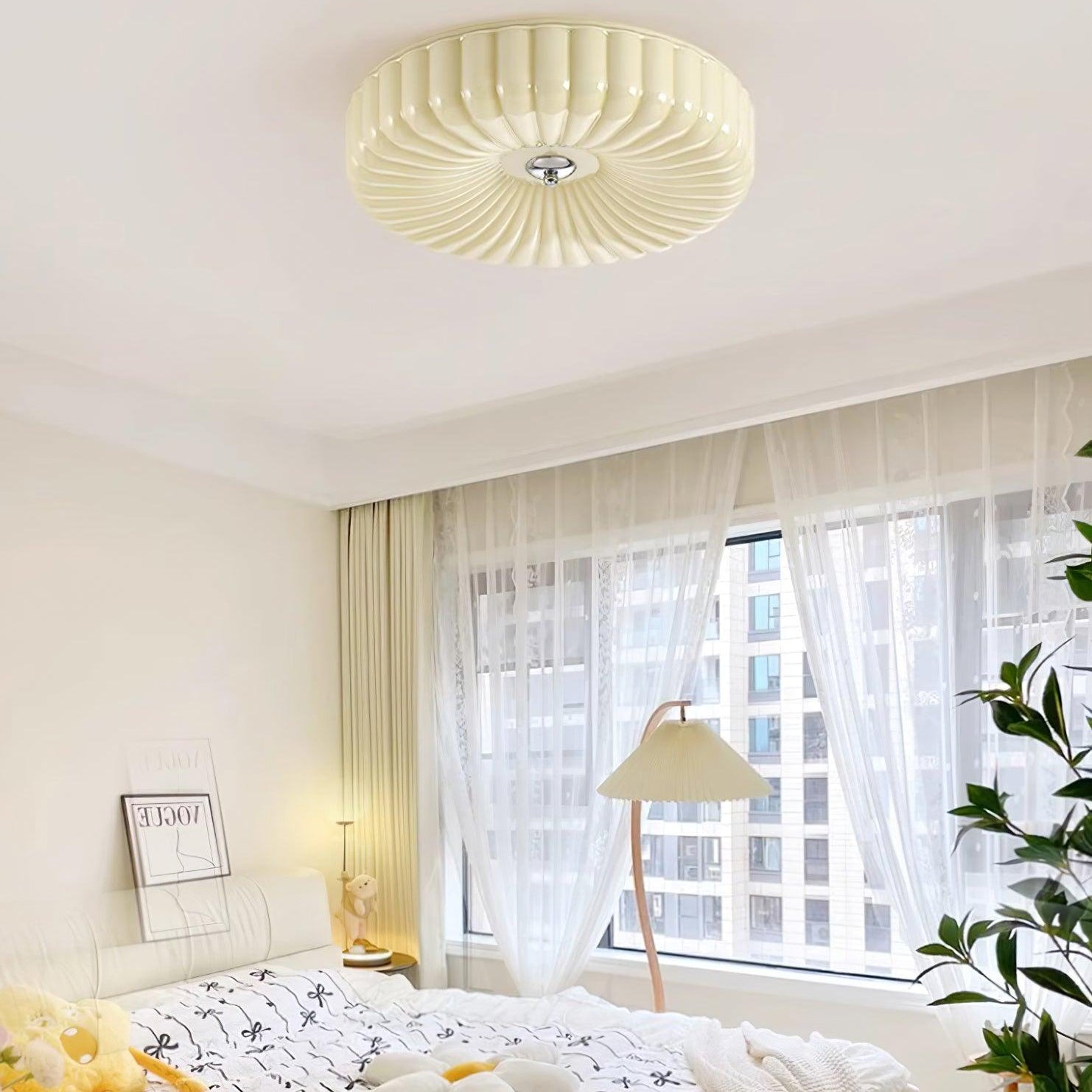 Mivone Cream Glass Flush Mount Ceiling Light - Letslighting