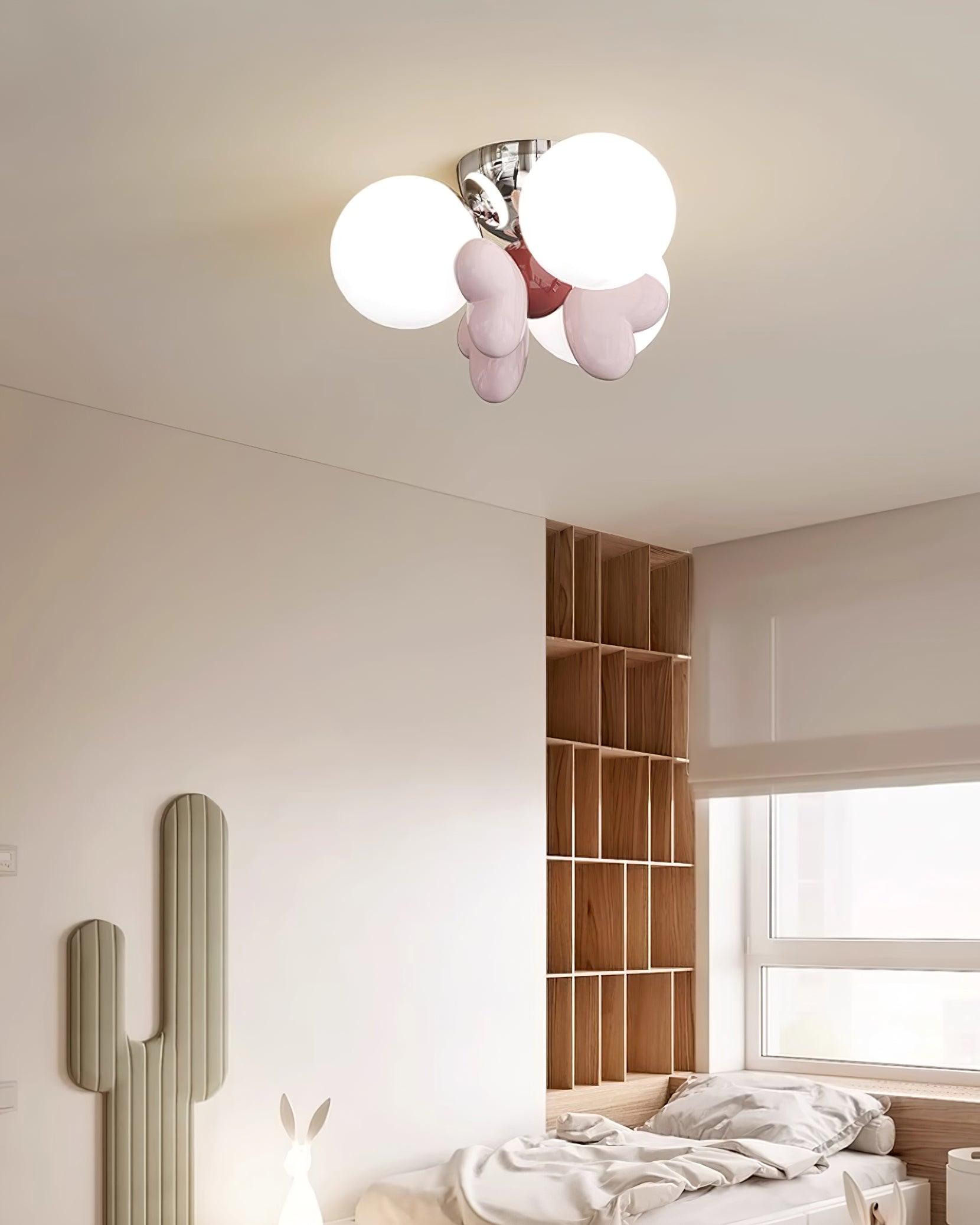 Nica Ceiling Lamp Cream Globe Cluster Modern Bedroom - Letslighting