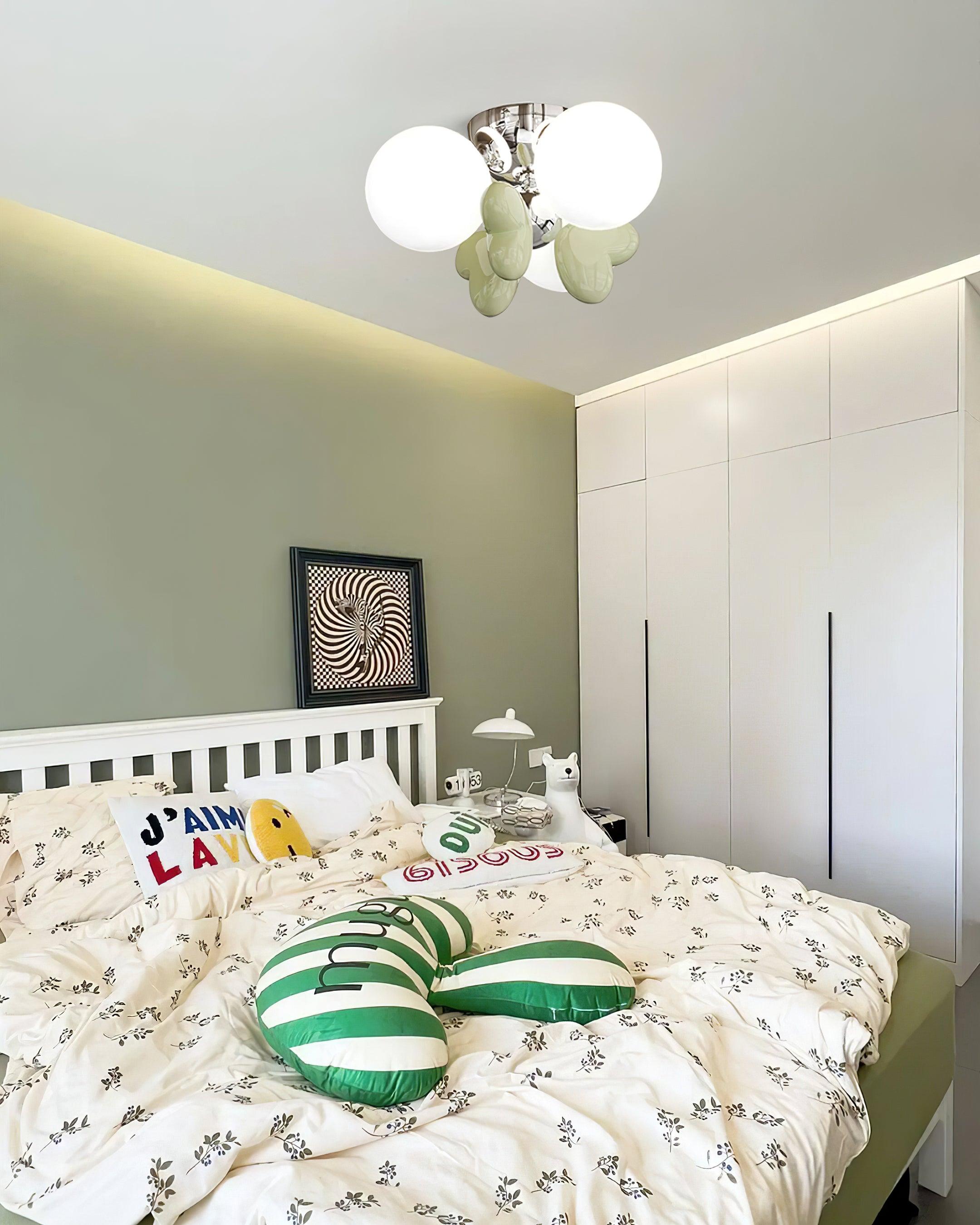 Nica Ceiling Lamp Cream Globe Cluster Modern Bedroom - Letslighting