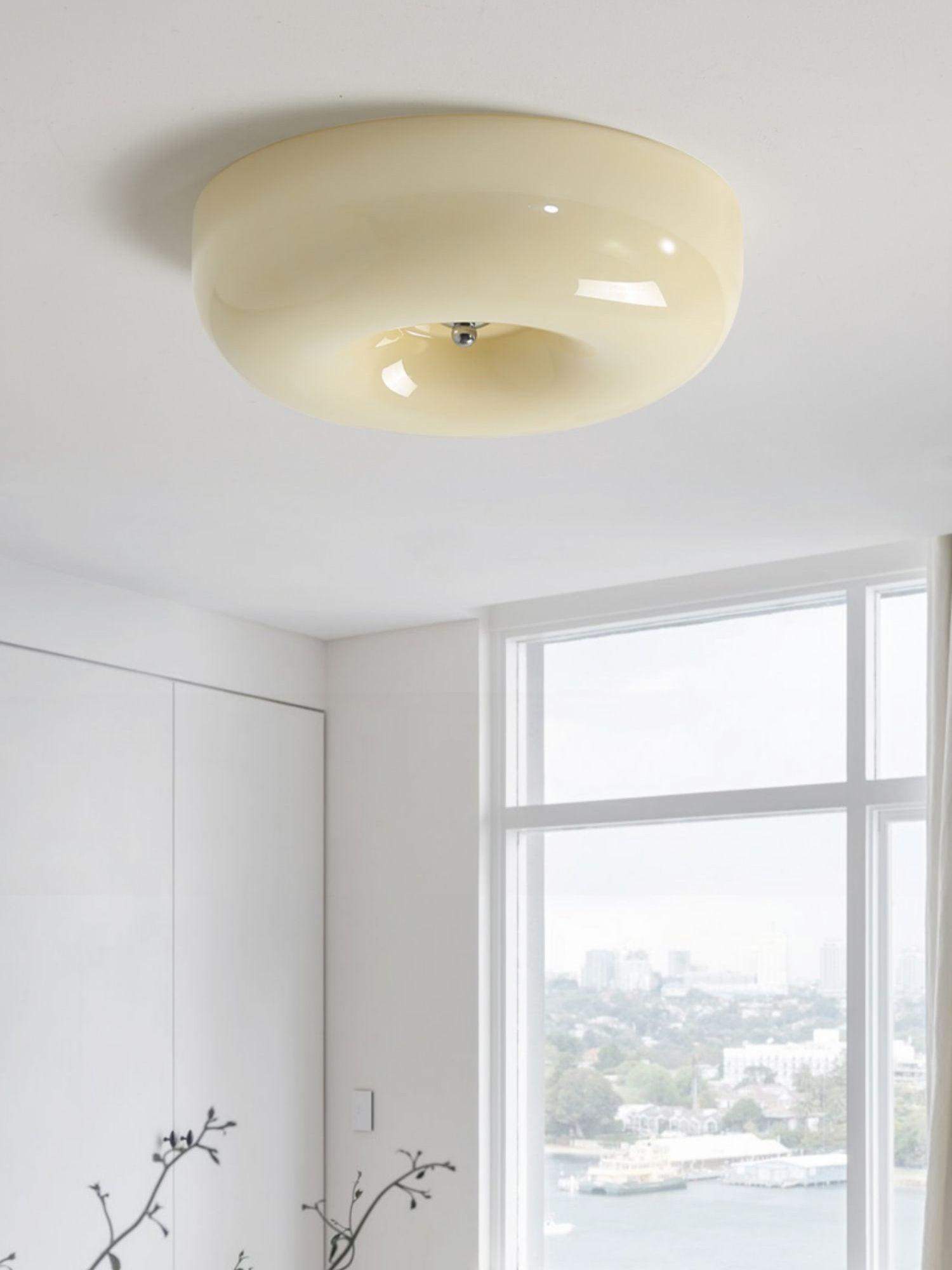 Solara Chandelier Cream Pudding with Blown Glass - Letslighting