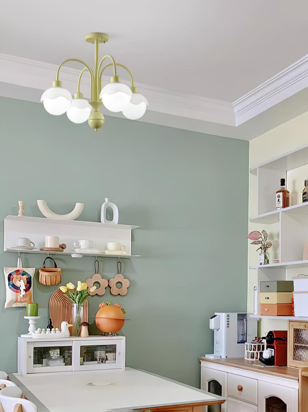 Lustra Chandelier Creamy Lychee Matcha Green Arm - Letslighting