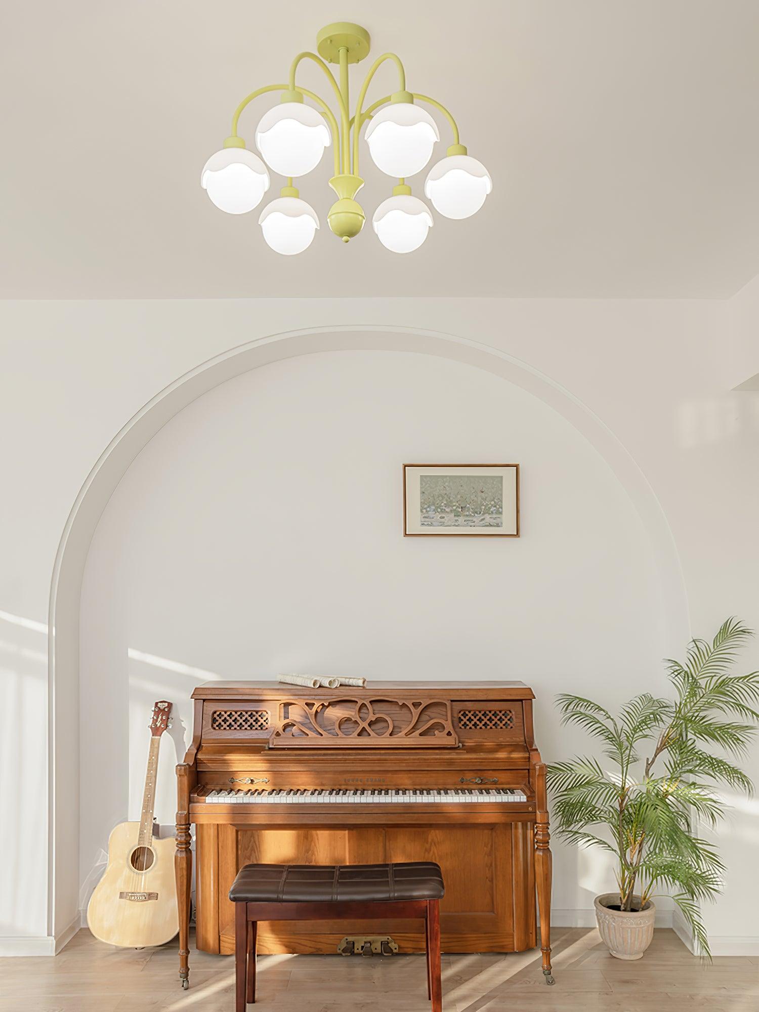 Lustra Chandelier Creamy Lychee Matcha Green Arm - Letslighting