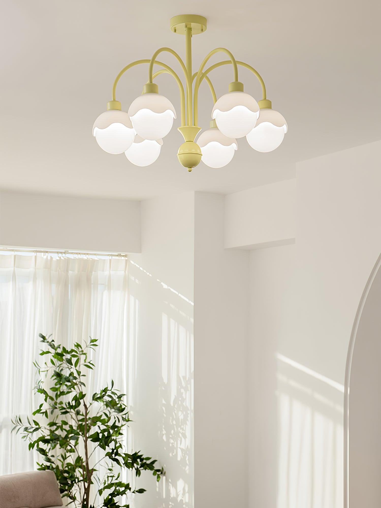 Lustra Chandelier Creamy Lychee Matcha Green Arm - Letslighting