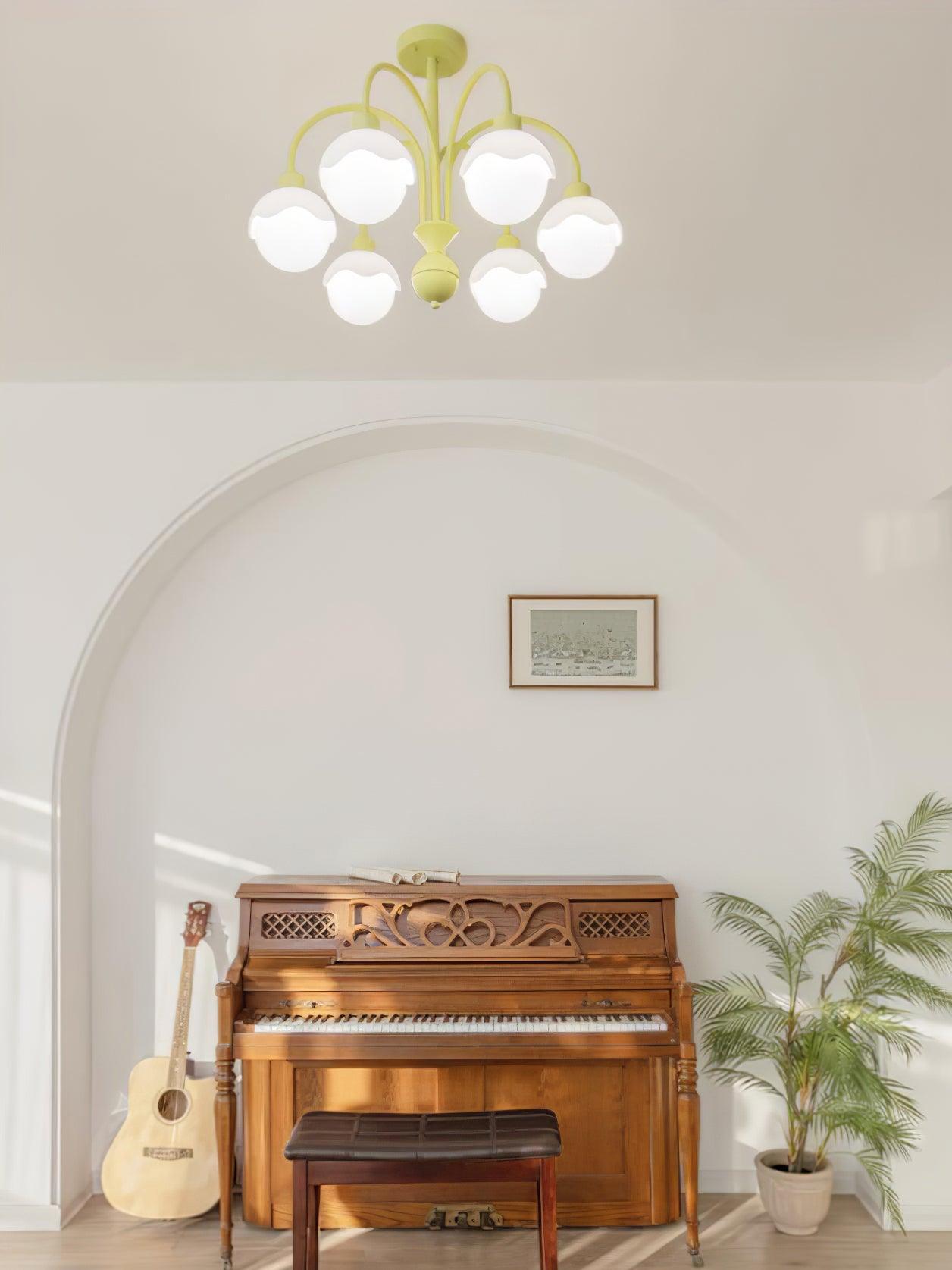 Lustra Chandelier Creamy Lychee Matcha Green Arm - Letslighting