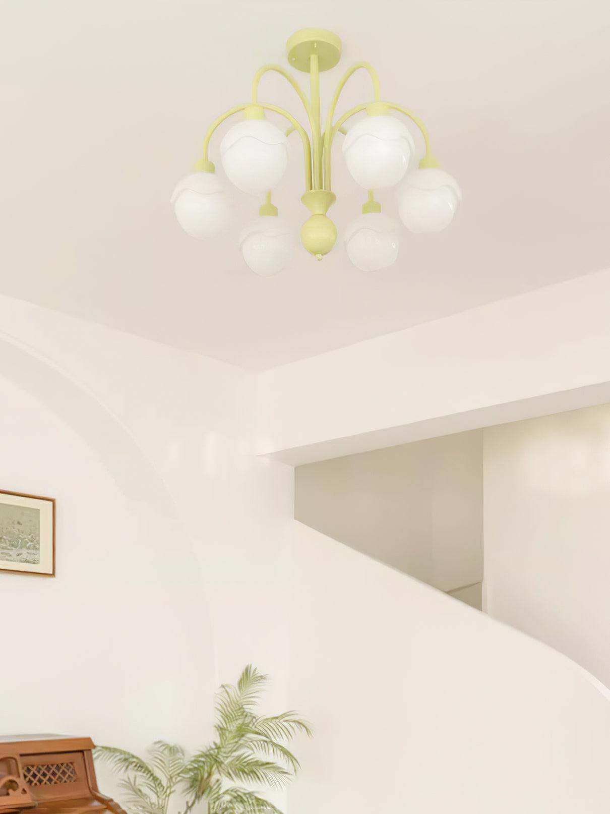Lustra Chandelier Creamy Lychee Matcha Green Arm - Letslighting