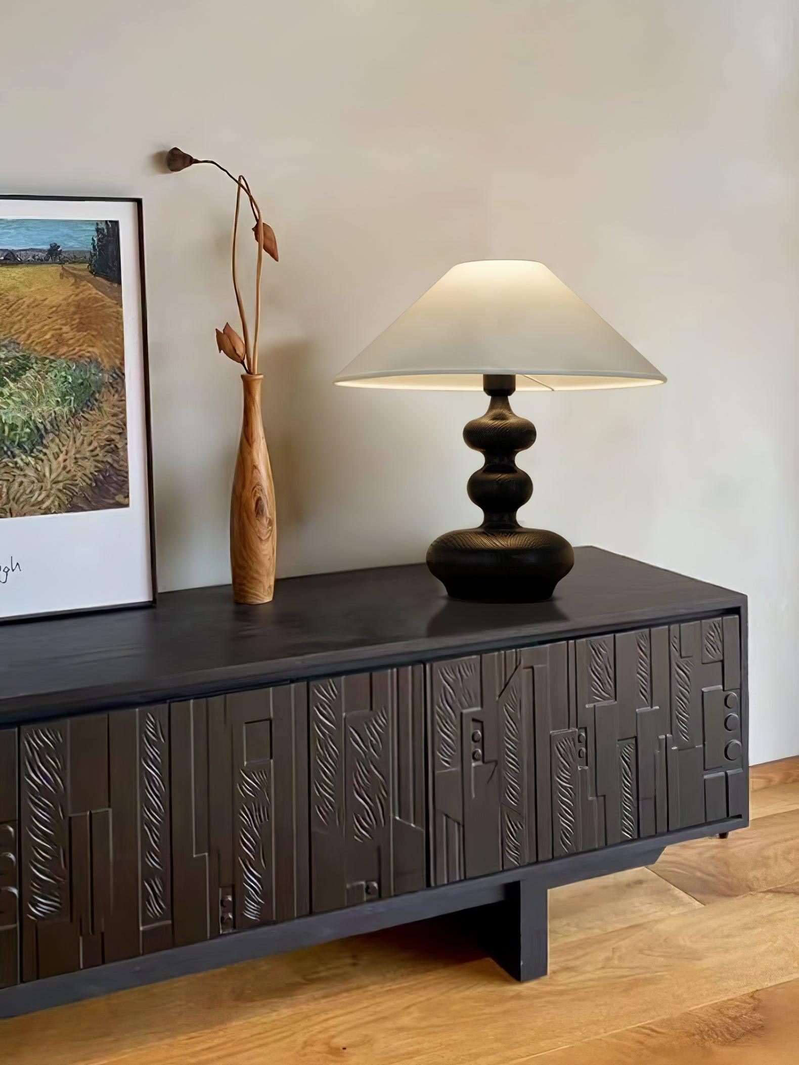 Aurain Wood Fabric Vintage Table Lamp - Letslighting