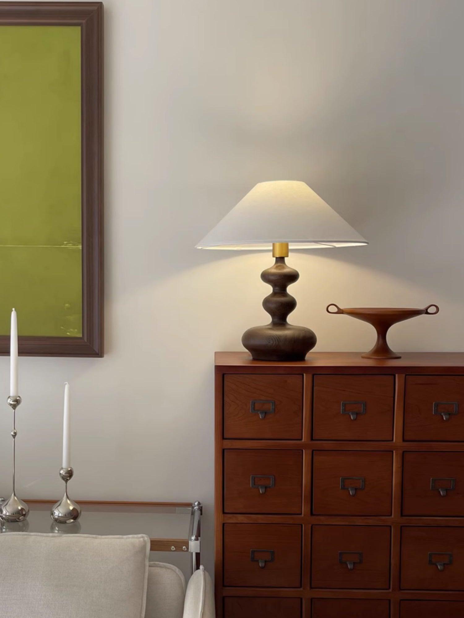 Aurain Wood Fabric Vintage Table Lamp - Letslighting