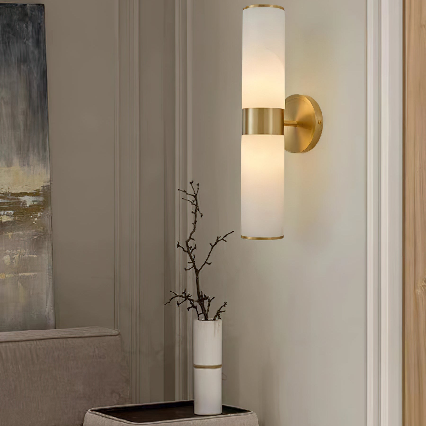 Sway Modern Minimalist Vanity Alabaster Sconce Wall Lamp - Letslighting