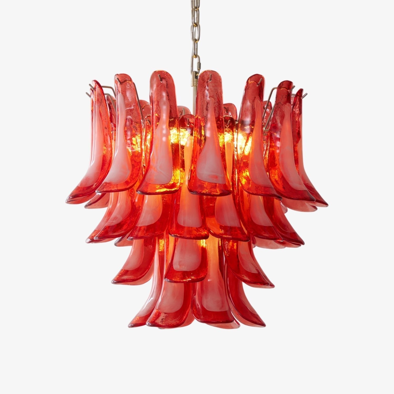 Aurora Chandelier Crimson Murano Glass Petals Layered Vintage - Letslighting