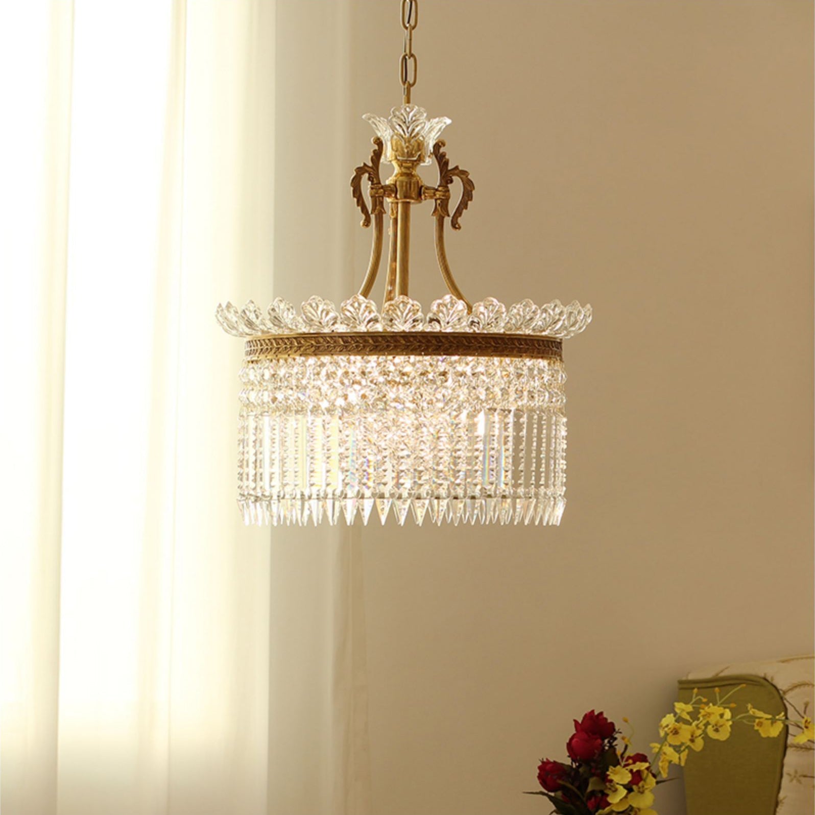 Kristy Chandelier Brass & Crystal